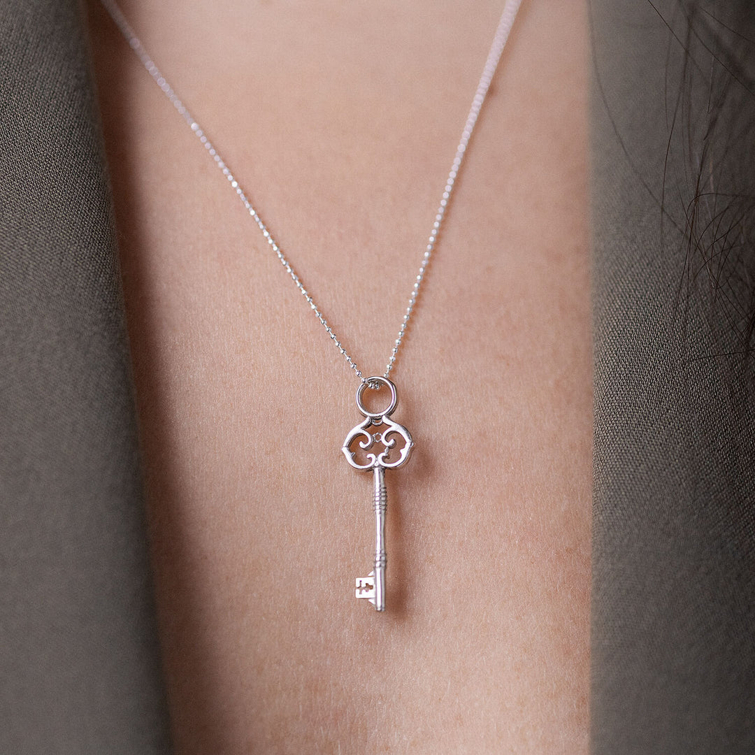 Victorian Key Pendant in Sterling Silver