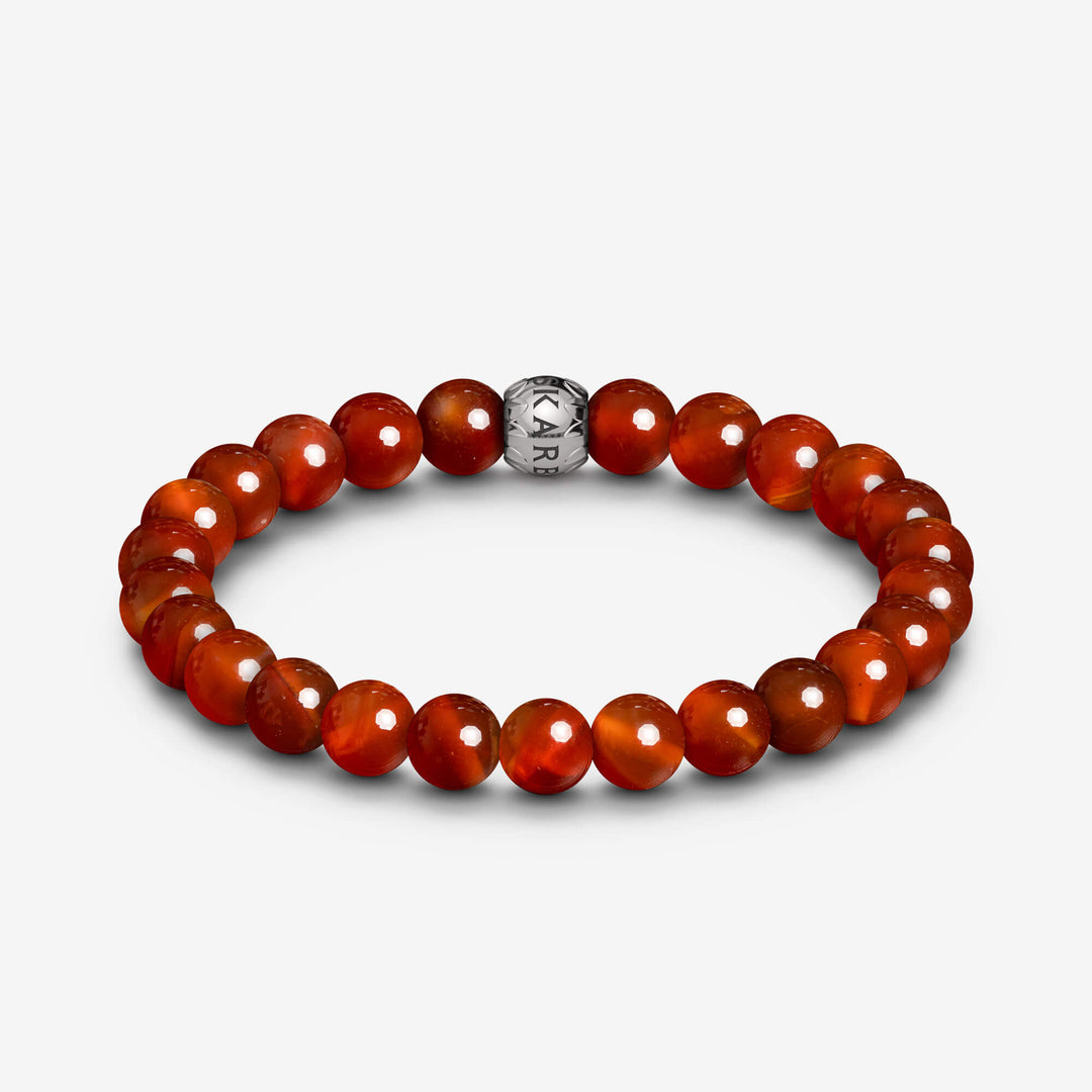 Beaded Bracelet with Botswana Agate & Sterling Silver, 8mm