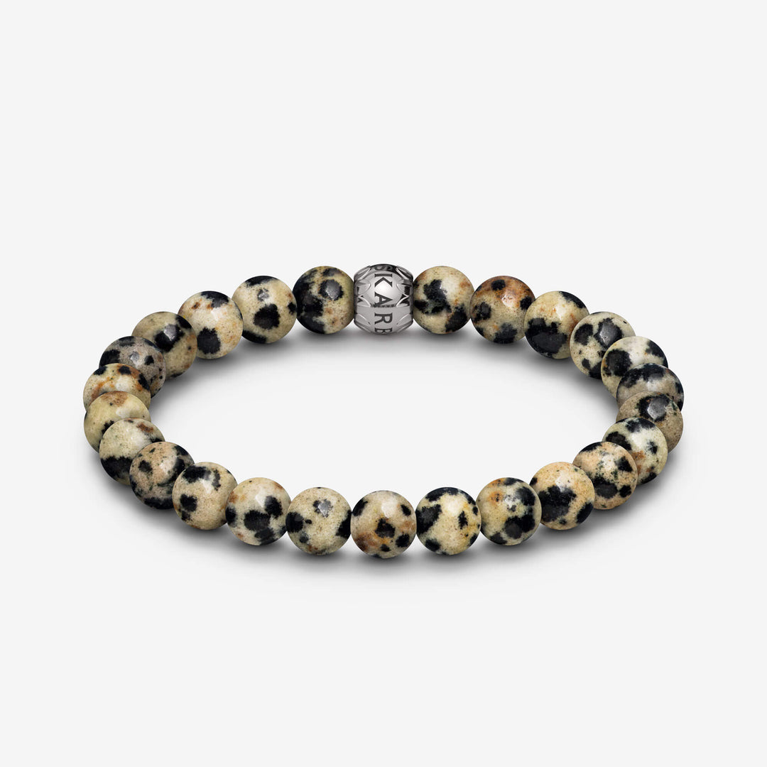 Beaded Bracelet with Botswana Agate & Sterling Silver, 8mm