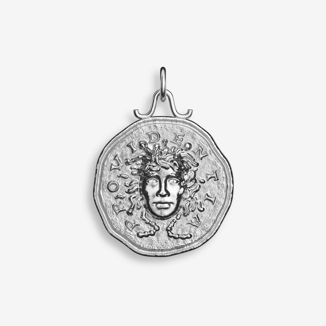 Medusa Coin Pendant in Sterling Silver