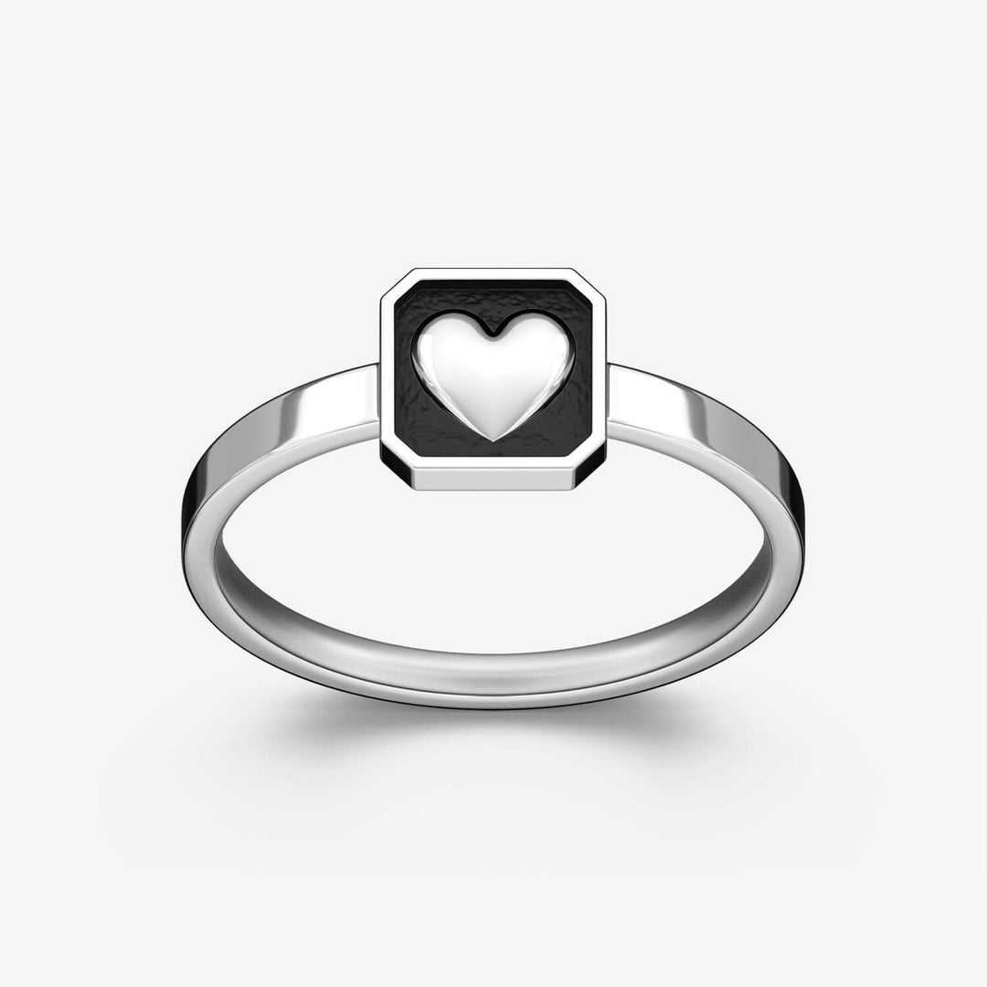 "Heart in a Box" Ring in Sterling Silver