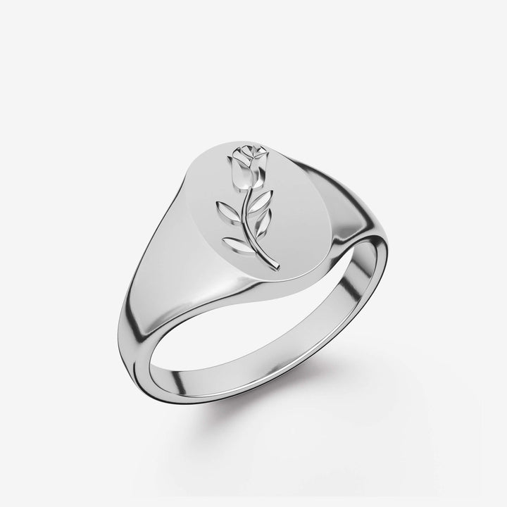 "Rose" Signet Ring in Sterling Silver