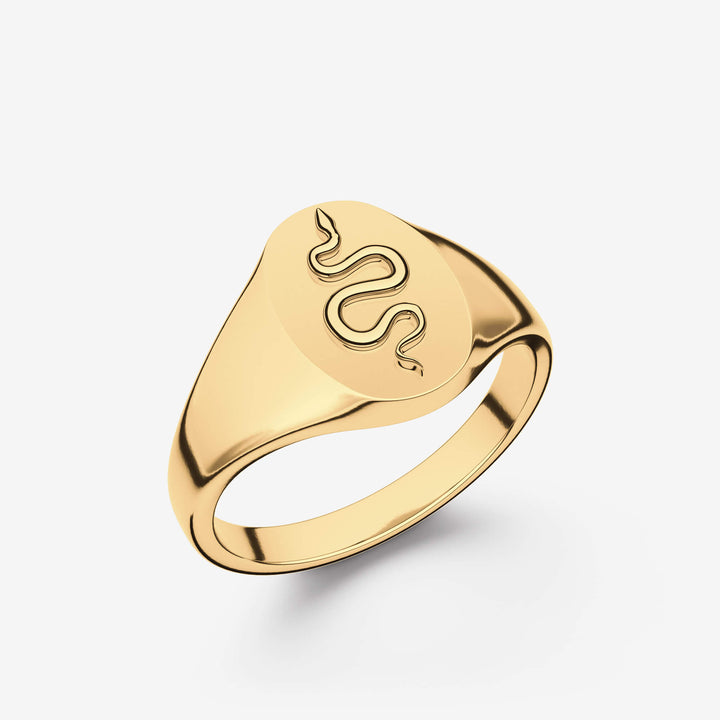 "Snake" Signet Ring in Sterling Silver