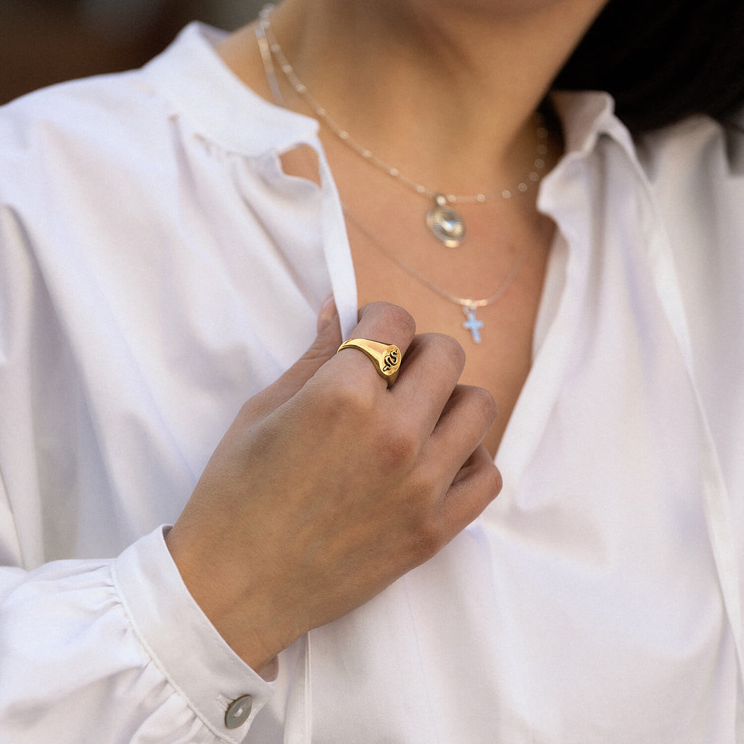 "Snake" Signet Ring in Sterling Silver