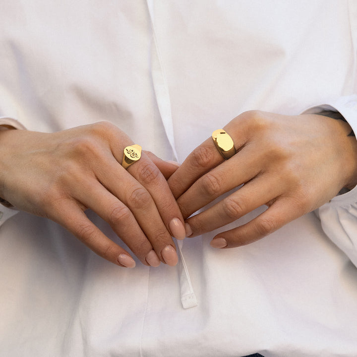 "Snake" Signet Ring in Sterling Silver