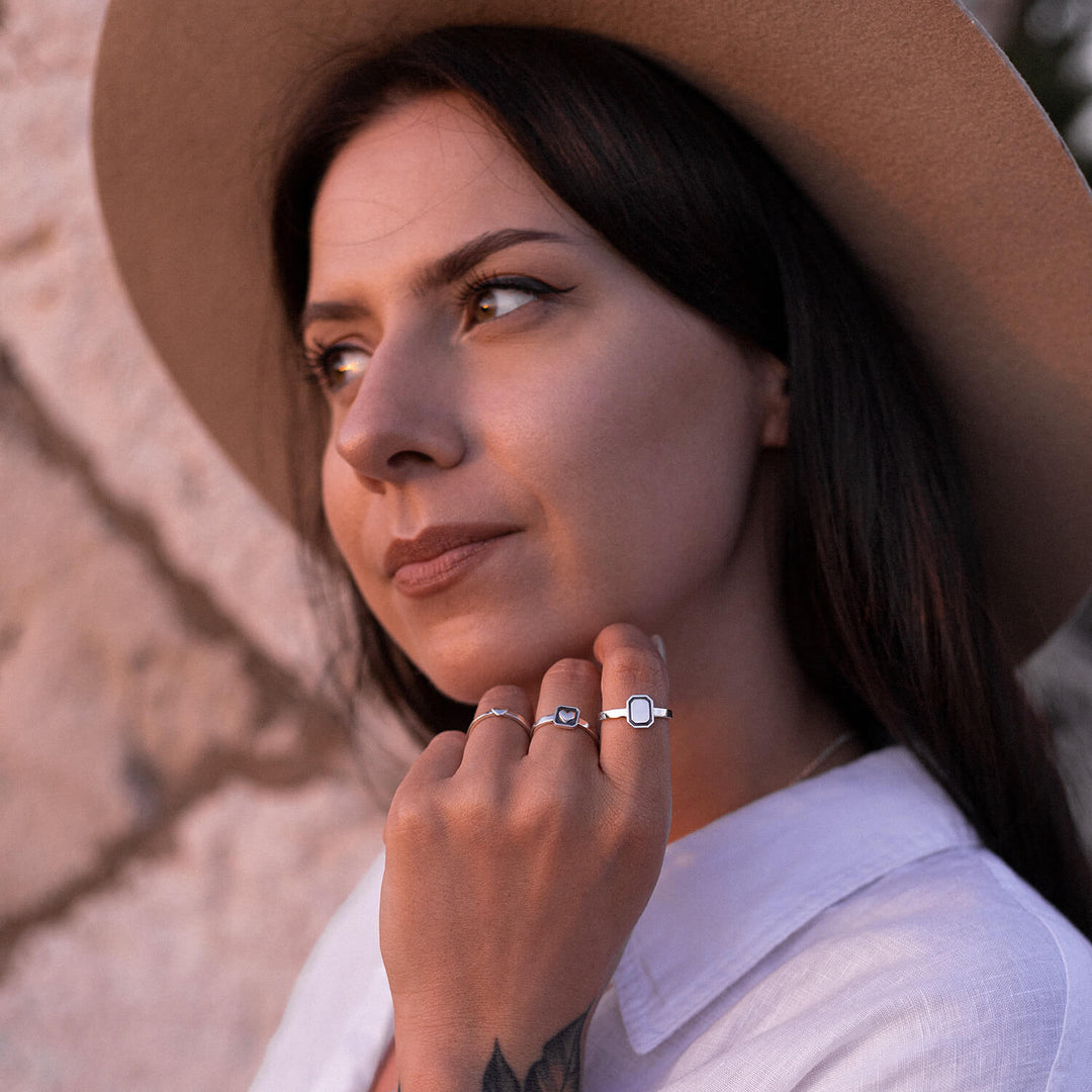 "Heart in a Box" Ring in Sterling Silver